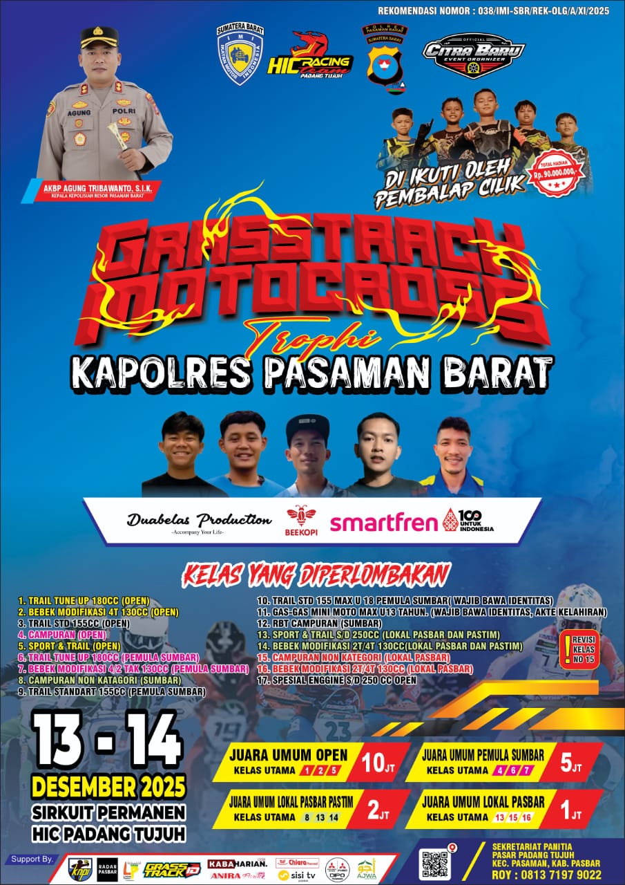 Panaskan Mesin! 17 Kelas Siap Diperlombakan dalam Grasstrack dan Motocross Polres Pasbar, Gaspol untuk Kemanusiaan 9 IMG 20251208 WA0025